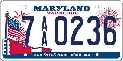 MD license plate 7AA0236