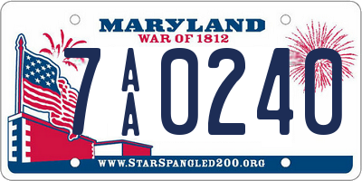 MD license plate 7AA0240