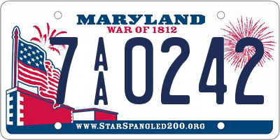 MD license plate 7AA0242