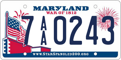 MD license plate 7AA0243
