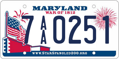 MD license plate 7AA0251