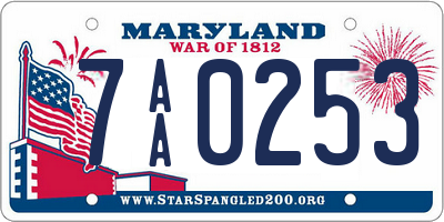 MD license plate 7AA0253