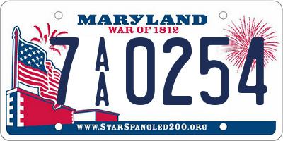 MD license plate 7AA0254