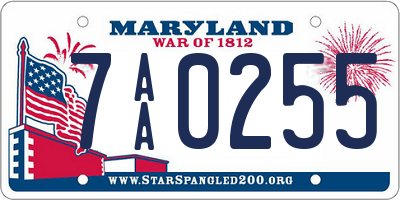 MD license plate 7AA0255