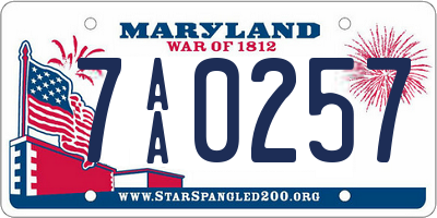 MD license plate 7AA0257