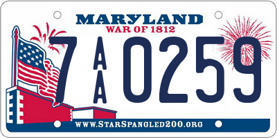 MD license plate 7AA0259