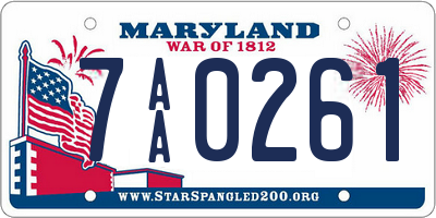 MD license plate 7AA0261