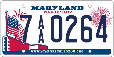 MD license plate 7AA0264