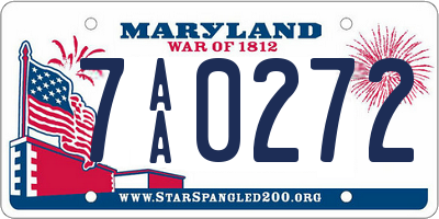 MD license plate 7AA0272