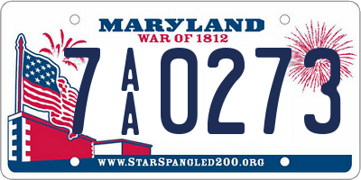 MD license plate 7AA0273