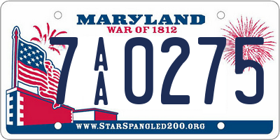 MD license plate 7AA0275