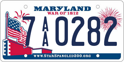 MD license plate 7AA0282