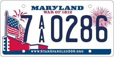 MD license plate 7AA0286