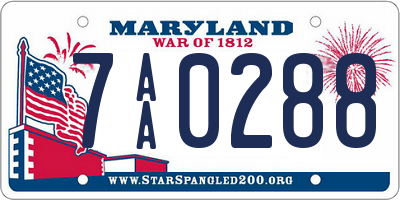 MD license plate 7AA0288