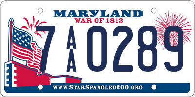 MD license plate 7AA0289