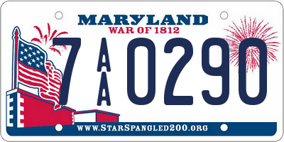 MD license plate 7AA0290