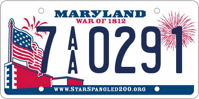 MD license plate 7AA0291