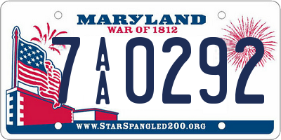 MD license plate 7AA0292