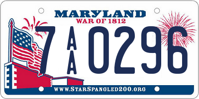 MD license plate 7AA0296