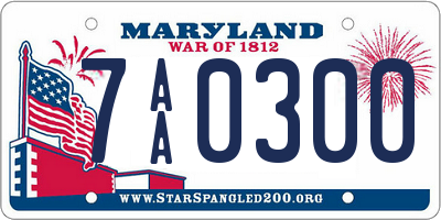 MD license plate 7AA0300