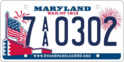 MD license plate 7AA0302