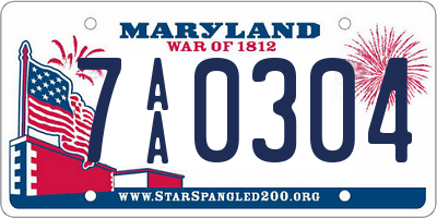 MD license plate 7AA0304