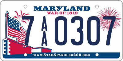 MD license plate 7AA0307