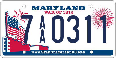 MD license plate 7AA0311