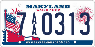 MD license plate 7AA0313