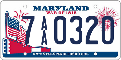 MD license plate 7AA0320