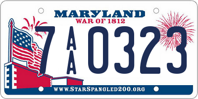 MD license plate 7AA0323