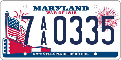 MD license plate 7AA0335