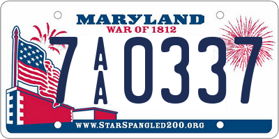 MD license plate 7AA0337