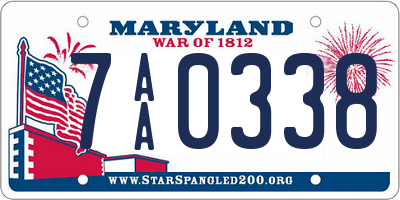 MD license plate 7AA0338