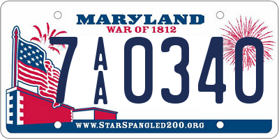 MD license plate 7AA0340