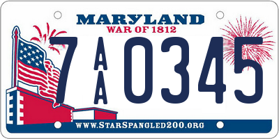 MD license plate 7AA0345