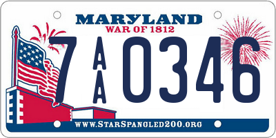 MD license plate 7AA0346