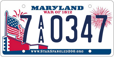 MD license plate 7AA0347