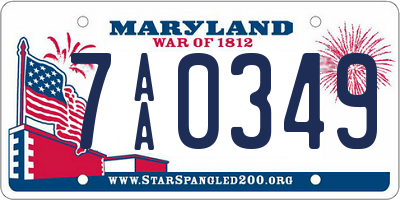 MD license plate 7AA0349