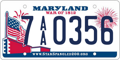 MD license plate 7AA0356