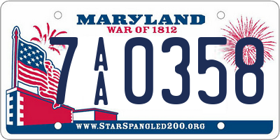 MD license plate 7AA0358