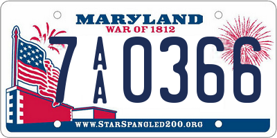 MD license plate 7AA0366