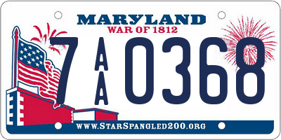 MD license plate 7AA0368