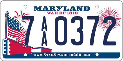 MD license plate 7AA0372