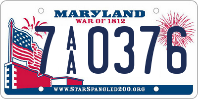 MD license plate 7AA0376