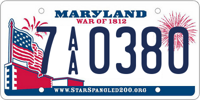 MD license plate 7AA0380