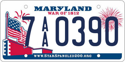 MD license plate 7AA0390