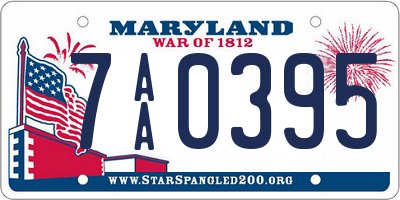 MD license plate 7AA0395