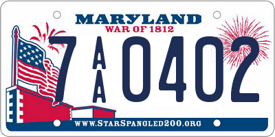 MD license plate 7AA0402