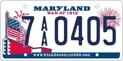 MD license plate 7AA0405